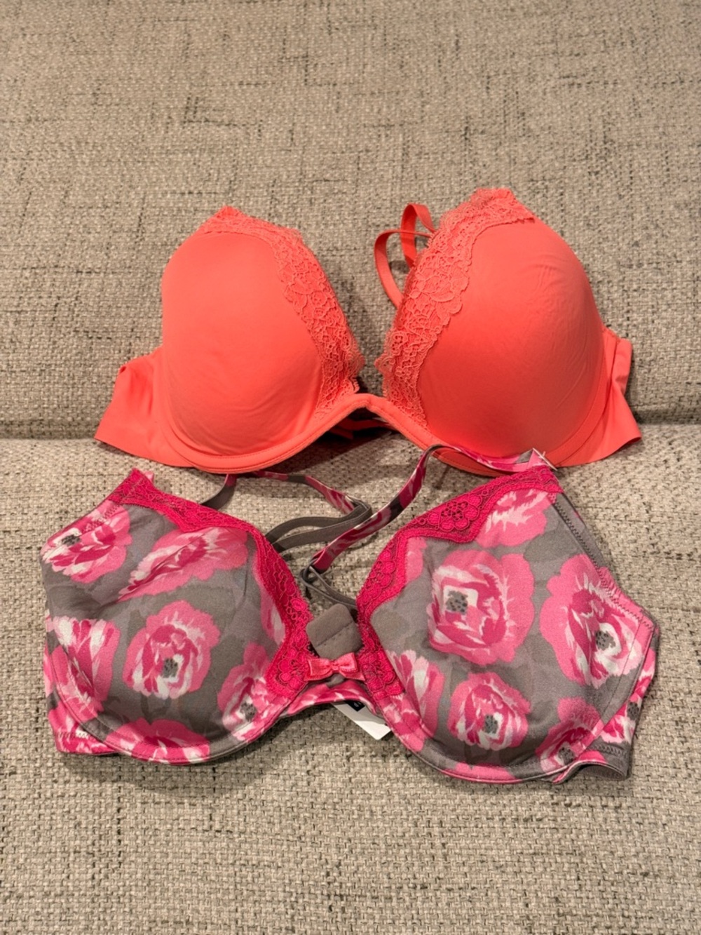 GAP Coral and Gray Bras with Pink Floral Print - Women Intimates